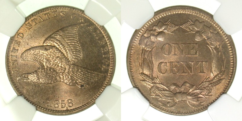 1858 Small letters, NGC MS-64
